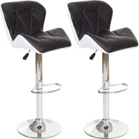 Mendler 2er-Set Barhocker HWC-A92, Barstuhl Tresenhocker, höhenverstellbar Kunstleder braun