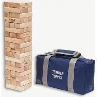 Ubergames Stapelturm aus Hartholz - Midi - 5 KG - bis zu 90+ cm hoch - ECO India - In Luxus-Tragetasche