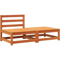 Syfax Gartensofa ohne Armlehnen mit Fußhocker Wachsbraun Kiefernholz