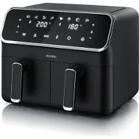 Arendo Heißluftfritteuse XXL, Doppelkammer, Dual Zone, 2in1 Backofen und Airfryer, 2x 4L, 2700W, 3D Umluft, 8 Programme, Timer, SYNC, Antihaft