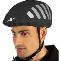AVANA Regenschutz für Fahrradhelm reflektierende Abdeckung Reflektoren Helmüberzug wasserdichter Regenüberzug - Schwarz