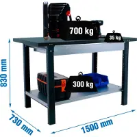 Simon Rack Werkbank SIMONWORK BT6L PRO METAL 1BOX 1500 ANTHRAZIT mit Parafuser