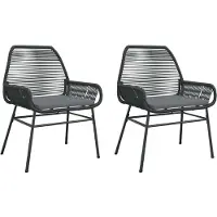 Syfax Gartenstühle 2 Stk. mit Kissen Schwarz Poly Rattan