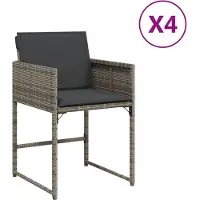 Syfax Gartenstühle mit Kissen 4 Stk. Grau Poly Rattan