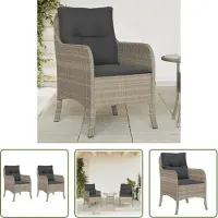 The Living Store Gartenstühle mit Kissen 2 Stk. Hellgrau Poly Rattan