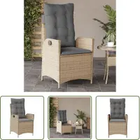 The Living Store Gartensessel mit Kissen Verstellbar Beigemischung Poly Rattan