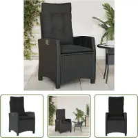 The Living Store Gartensessel Verstellbar mit Kissen Schwarz Poly Rattan