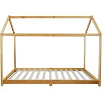 Generic Rebecca Mobili Kinderbett in Hausform, für Matratze 90x200 aus braunem Holz