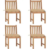 Syfax Gartenstühle 4 Stk. mit Kissen Massivholz Teak