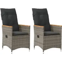 Syfax Gartensessel mit Kissen 2 Stk. Verstellbar Grau Poly Rattan