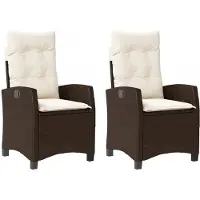 Syfax Gartensessel mit Kissen 2 Stk. Verstellbar Braun Poly Rattan