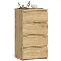 Akord Sängbord Kommode CL4 40 cm in Eiche Artisan mit 4 Schubladen und einfacher Montage