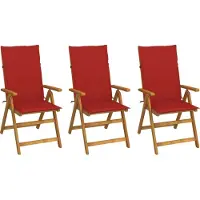 Syfax Klappbare Gartenstühle 3 Stk. mit Auflagen Massivholz Akazie