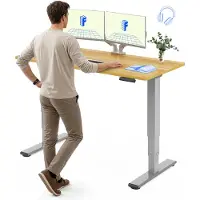 FlexiSpot höhenverstellbarer Schreibtisch elektrisch 120x80cm mit Dualmotor, 25MM einteiliger Tischplatte&3-fach Teleskop EC5 LITE (Ahorn)