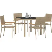 Syfax Garten Essgruppe 5 stk. Beige Poly-Rattan