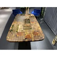 AEA Esstisch Epoxidharz Esszimmertisch Mosaik Tisch 90 cm Holz Braun