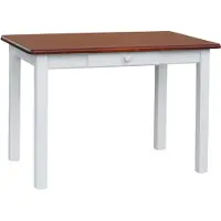 Koma Tools Weißer Tisch mit Schublade aus massivem Kiefernholz mit Tischplatte in der Farbe Calvados 90 x 60 cm