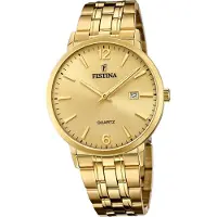 Festina Edelstahl Elegant Herren Uhr F20513/3 Armband-Uhr gold Klassik D2UF20513/3