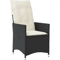 Syfax Gartensessel Verstellbar mit Kissen Schwarz Poly Rattan