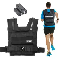 OEM Verstellbare Gewichtsweste 15,85 kg Gewichtsweste mit Eisengewichten & Schulterpolster & Reflektorstreifen, Körpergewichtswesten für Männer & Frauen, Trainingsgerät für Krafttraining