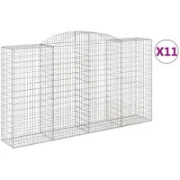 vidaXL Gabionen mit Hochbogen 11 Stk 300x50x160/180cm Verzinktes Eisen