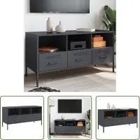 The Living Store TV-Schrank Anthrazit 100,5x39x50,5 cm Kaltgewalzter Stahl