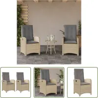 The Living Store Gartensessel Kissen 2Stk. Verstellbar Beigemischung Poly Rattan