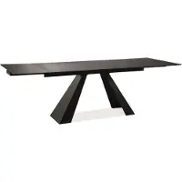 Casa Padrino Designer Esstisch Mattschwarz 160-240 x 90 x H. 76 cm - Ausziehbarer Esszimmertisch mit gehärteter Glasplatte - Designer Möbel