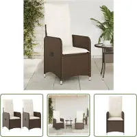 The Living Store Gartensessel mit Kissen 2 Stk. Verstellbar Braun Poly Rattan