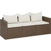 Syfax Gartensofa 3-Sitzer mit Kissen Braun Poly Rattan