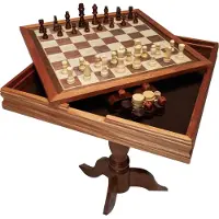 Vevor 3-IN-1 Schach Dame Backgammon Tischset, 18 Zoll Premium Holz Schachtisch, Deluxe Kombinationsspiel Tischmöbel Set, Schachspiel Brettspiel Geschenk für Familienspiele