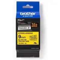 Brother Strong Adhesive Gloss Laminated Tape - 9mm, Black/Yellow, TZ, 8 m, 9 mm