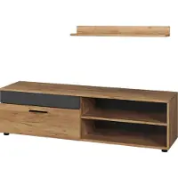 Vicco Lowboard & Regal Berno Goldkraft Eiche/Anthrazit mit 1 Klappe, Model 55460