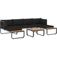 Syfax 4-tlg. Garten-Ecksofa-Set mit Auflagen Aluminium und WPC