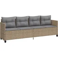 Syfax Sonnenliege mit Kissen Beige Poly Rattan