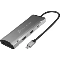 J5CREATE JCD397-N 4K60 Elite USB-C Multi-Monitor Mini Dock, Kabelgebunden, USB 3.2 Gen 1 (3.1 Gen 1) Type-C, 100 W, 1.4a, 10,100,1000 Mbit/s, Grau