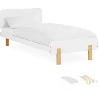 Homestyle4u Holzbett 90x200 Kinder mit Lattenrost und Matratze mit Standard 100 Kinderbett Weiß Jugendbett Kiefer Massivholz