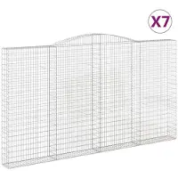 vidaXL Gabionen mit Hochbogen 7 Stk. 400x30x220/240cm Verzinktes Eisen