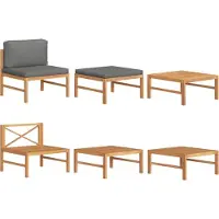 Syfax 3-tlg. Garten-Lounge-Set mit Dunkelgrauen Kissen Teakholz