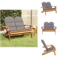 vidaXL Adirondack-Gartenbank mit Kissen 126 cm Massivholz Akazie - Gartenbänke