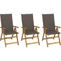 Syfax Klappbare Gartenstühle 3 Stk. mit Auflagen Massivholz Akazie