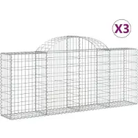 vidaXL Gabionen mit Hochbogen 3 Stk. 200x30x80/100 cm Verzinktes Eisen