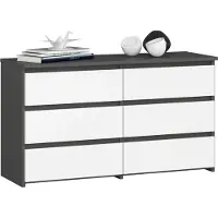 Akord Kommode CL100 mit 6 Schubladen in Graphitgrau und Weiß für stilvolle Aufbewahrung