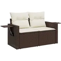 Syfax Gartensofa mit Kissen 2-Sitzer Braun Poly Rattan