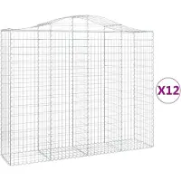 vidaXL Gabionen mit Hochbogen 12Stk. 200x50x160/180cm Verzinktes Eisen