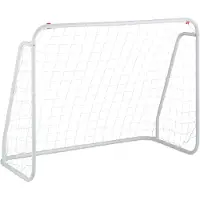 Relaxdays Fußballtor, Kinder & Erwachsene, Übungstor Garten, HBT: 96x124x61 cm, Stahlrahmen, stabiles Trainingstor, weiß