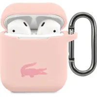 Lacoste Liquid Silicone Glossy Printing Logo Case fr AirPods 1/2 Pink