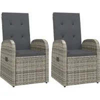 Syfax Garten-Liegestühle 2 Stk. mit Auflagen Poly Rattan Grau