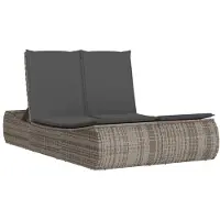 Syfax Doppel-Sonnenliege mit Kissen Grau Poly Rattan