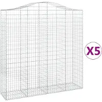 vidaXL Gabionen mit Hochbogen 5 Stk. 200x50x200/220cm Verzinktes Eisen